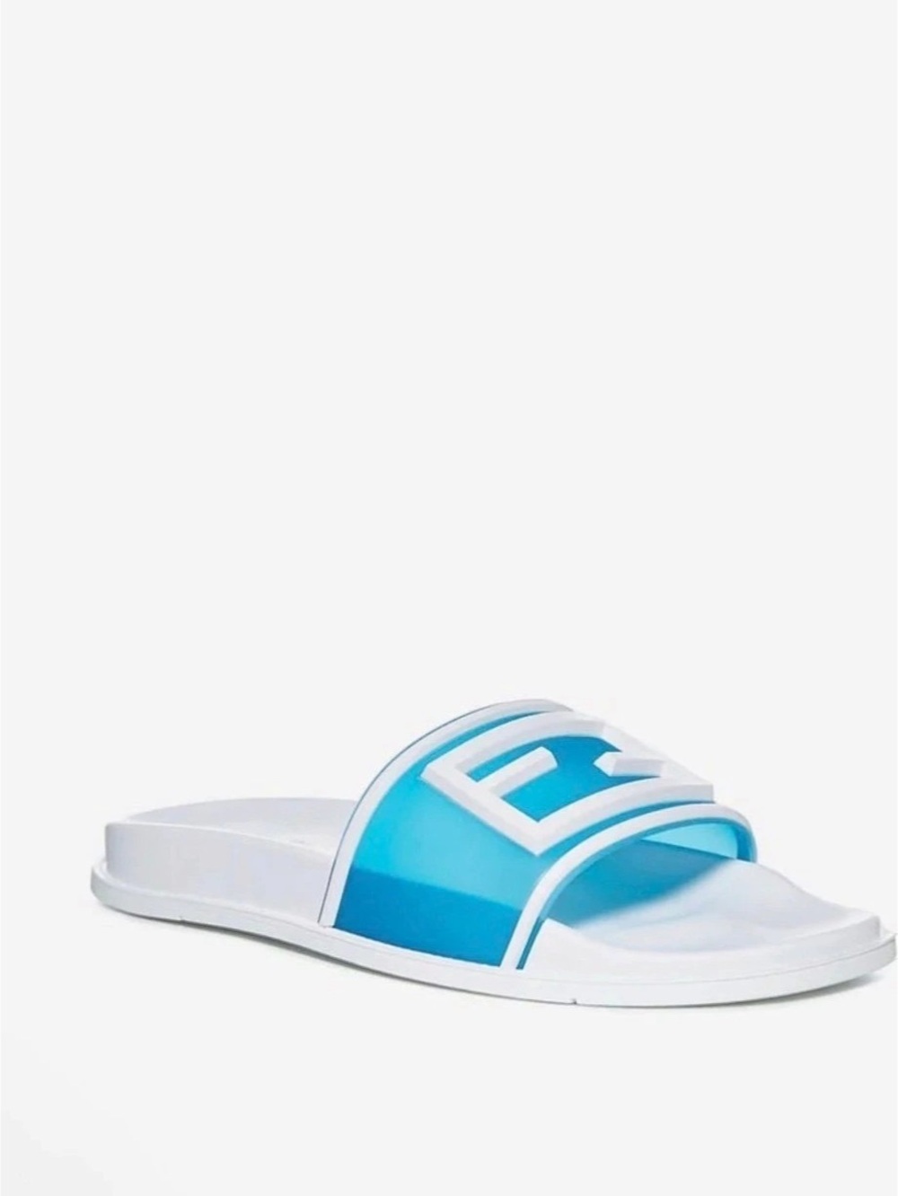 Fendi Slides Transparent Blue Sea Sandals Blue & White